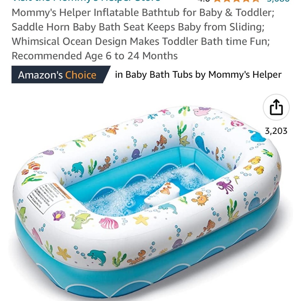 Mommy's Helper Inflatable Baby/Toddler Bathtub